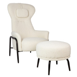 KH1301100124 Fotel TEDDY GRAND beżowy z podnóżkiem King Home