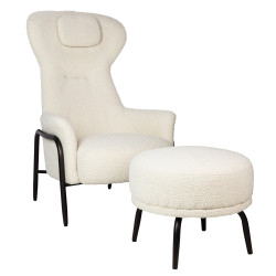 KH1301100124 Fotel TEDDY GRAND beżowy z podnóżkiem King Home