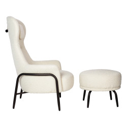 KH1301100124 Fotel TEDDY GRAND beżowy z podnóżkiem King Home