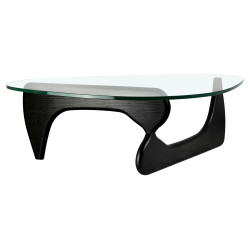 KH1501100127 Stolik STABLE BLACK - szkło, podstawa drewniana czarny jesion King Home