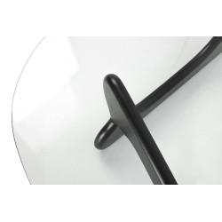 KH1501100127 Stolik STABLE BLACK - szkło, podstawa drewniana czarny jesion King Home