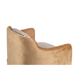 KH1501100158 Fotel VENICE tkanina pepitka biało-brązowa - złota podstawa King Home