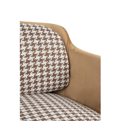 KH1501100158 Fotel VENICE tkanina pepitka biało-brązowa - złota podstawa King Home