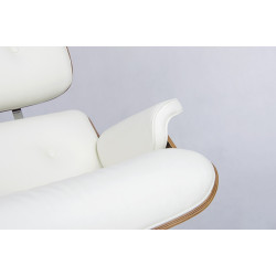 KH1501100147 Fotel LOUNGE VA PREMIUM biały / orzech z podnóżkiem King Home