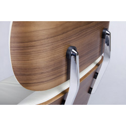 KH1501100147 Fotel LOUNGE VA PREMIUM biały / orzech z podnóżkiem King Home