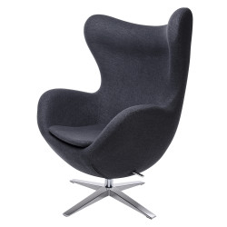 KH1501100189 Fotel EGG SZEROKI ciemny szary.27 - wełna, podstawa stal King Home