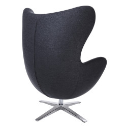KH1501100189 Fotel EGG SZEROKI ciemny szary.27 - wełna, podstawa stal King Home