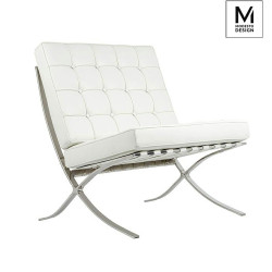 T03-1.WHITE.PU MODESTO fotel BARCELON biały - ekoskóra, stal polerowana King Home