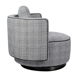 KH1501100163 Fotel obrotowy TONDO pepitka biało-czarna King Home