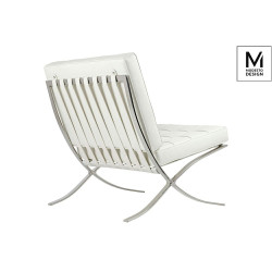 T03-1.WHITE.PU MODESTO fotel BARCELON biały - ekoskóra, stal polerowana King Home