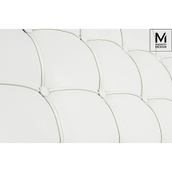 T03-1.WHITE.PU MODESTO fotel BARCELON biały - ekoskóra, stal polerowana King Home