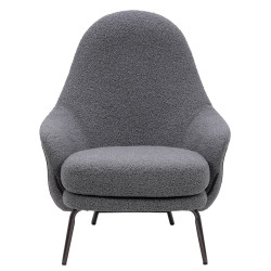 HE493-3.A-02.RM14 Fotel LOBBY TEDDY szary - stal nierdzewna, czarny opal King Home