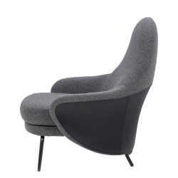 HE493-3.A-02.RM14 Fotel LOBBY TEDDY szary - stal nierdzewna, czarny opal King Home