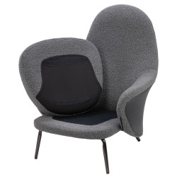 HE493-3.A-02.RM14 Fotel LOBBY TEDDY szary - stal nierdzewna, czarny opal King Home