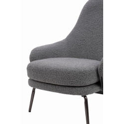 HE493-3.A-02.RM14 Fotel LOBBY TEDDY szary - stal nierdzewna, czarny opal King Home