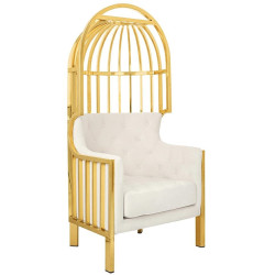 KH1501100109 Fotel LORD złoty / beżowy King Home