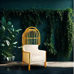 KH1501100109 Fotel LORD złoty / beżowy King Home