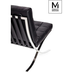 KH1501100136 MODESTO sofa dwuosobowa BARCELON czarna - ekoskóra, stal polerowana King Home