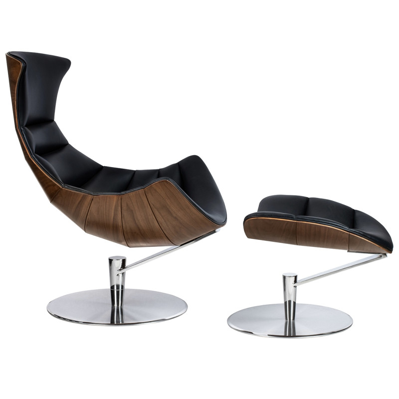 KH1501100138 Fotel HOMMER z podnóżkiem czarny King Home