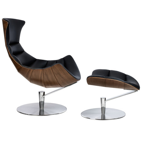 KH1501100138 Fotel HOMMER z podnóżkiem czarny King Home