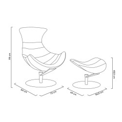 KH1501100138 Fotel HOMMER z podnóżkiem czarny King Home