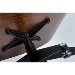 KH1501100170 Fotel LOUNGE czarny / orzech - skóra naturalna King Home