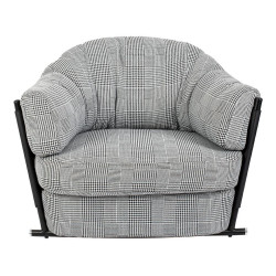 KH1501100180 Fotel ROGER biało-czarna pepitka King Home