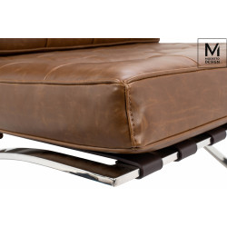 KH1501100167 MODESTO fotel BARCELON VINTAGE PU - ekoskóra, stal polerowana King Home