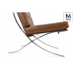 KH1501100167 MODESTO fotel BARCELON VINTAGE PU - ekoskóra, stal polerowana King Home