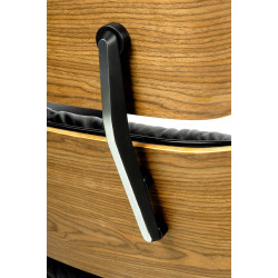 T066.SOFT.OTTO.BL Fotel LOUNGE HM SOFT PREMIUM SZEROKI z podnóżkiem czarny  - sklejka orzech, skóra naturalna King Home