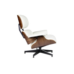 T066F.WHITE Fotel LOUNGE HM PREMIUM SZEROKI biały - orzech King Home