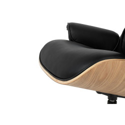 KH1501100104 Fotel LOUNGE HM czarny / jesion z podnóżkiem King Home