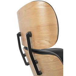 KH1501100104 Fotel LOUNGE HM czarny / jesion z podnóżkiem King Home