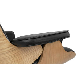 KH1501100104 Fotel LOUNGE HM czarny / jesion z podnóżkiem King Home