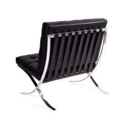 KH1501100209 Fotel BARCELON czarny - włoska skóra naturalna, stal polerowana King Home