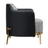 MSE011000307.P02E43 Fotel VENICE tkanina pepitka biało - czarna ekoskóra czarna - złota podstawa King Home