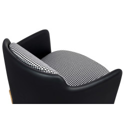 MSE011000307.P02E43 Fotel VENICE tkanina pepitka biało - czarna ekoskóra czarna - złota podstawa King Home