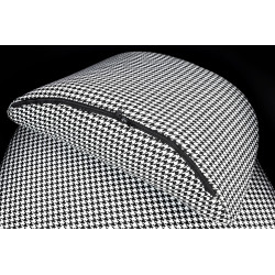 MSE011000307.P02E43 Fotel VENICE tkanina pepitka biało - czarna ekoskóra czarna - złota podstawa King Home