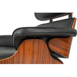 KH1501100151 Fotel LOUNGE HM czarny / róża z podnóżkiem King Home