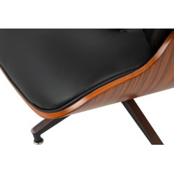 KH1501100151 Fotel LOUNGE HM czarny / róża z podnóżkiem King Home