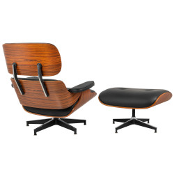 KH1501100151 Fotel LOUNGE HM czarny / róża z podnóżkiem King Home