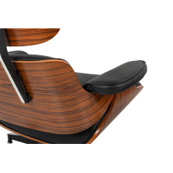 KH1501100151 Fotel LOUNGE HM czarny / róża z podnóżkiem King Home