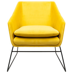 MSE011000308.V20 Fotel EMMA VELVET żółty welur - podstawa metal czarna King Home
