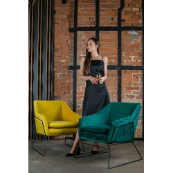 MSE011000308.V20 Fotel EMMA VELVET żółty welur - podstawa metal czarna King Home