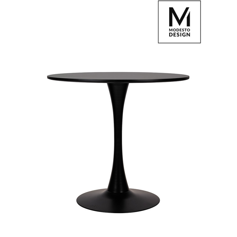 Y001.BLACK MODESTO stół TULIP FI 80 czarny - MDF, podstawa metalowa King Home