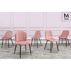 J-06.LIGHT.PINK MODESTO krzesło CARLO pudrowy róż - welur, metal King Home