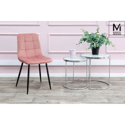 J-06.LIGHT.PINK MODESTO krzesło CARLO pudrowy róż - welur, metal King Home
