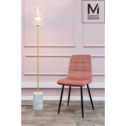 J-06.LIGHT.PINK MODESTO krzesło CARLO pudrowy róż - welur, metal King Home