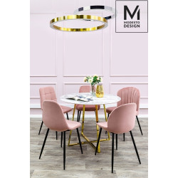 J-06.LIGHT.PINK MODESTO krzesło CARLO pudrowy róż - welur, metal King Home