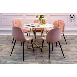 J-06.LIGHT.PINK MODESTO krzesło CARLO pudrowy róż - welur, metal King Home